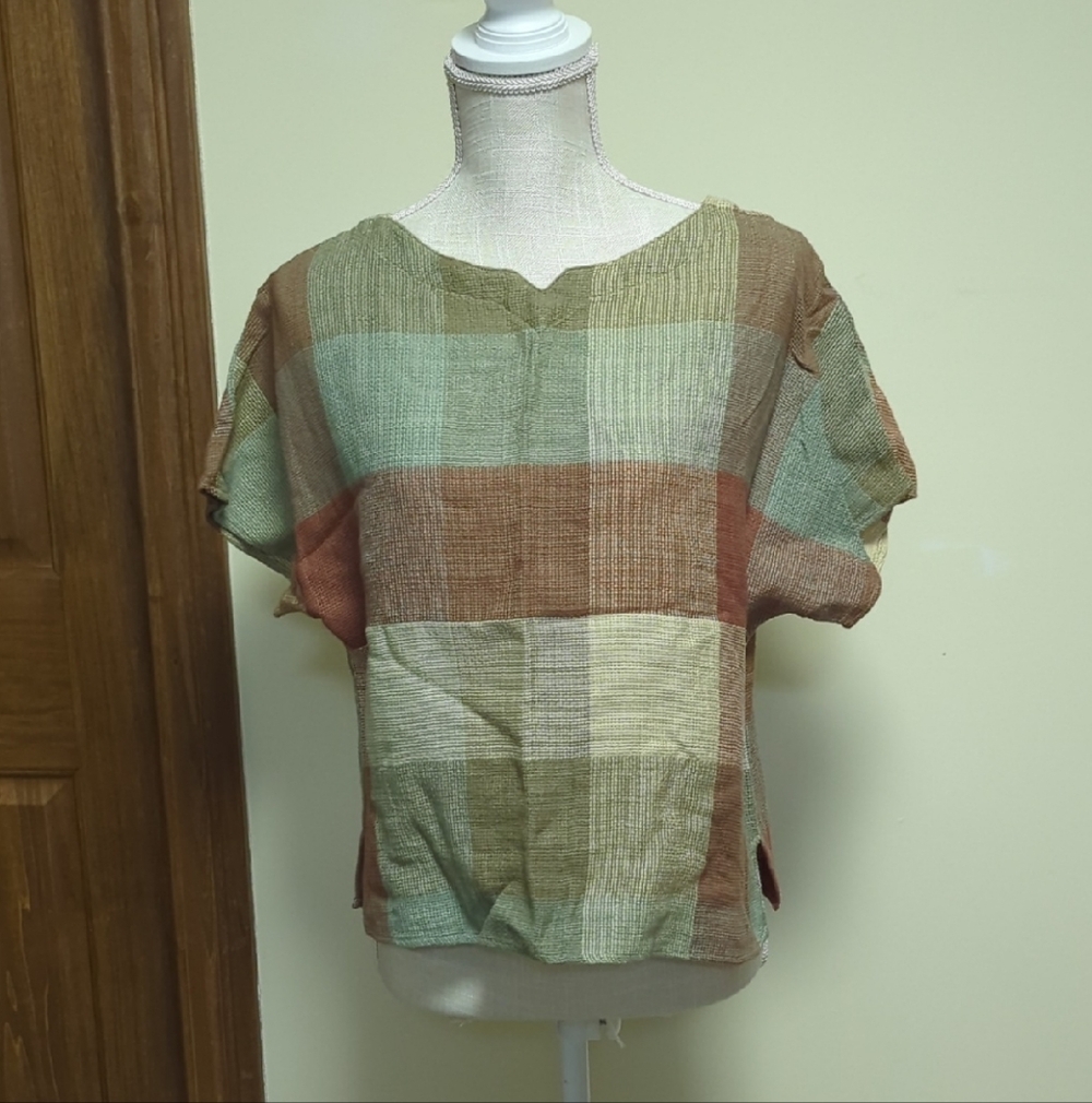 Casual Plaid Women's Blouse in Earthy Tones NWOT
